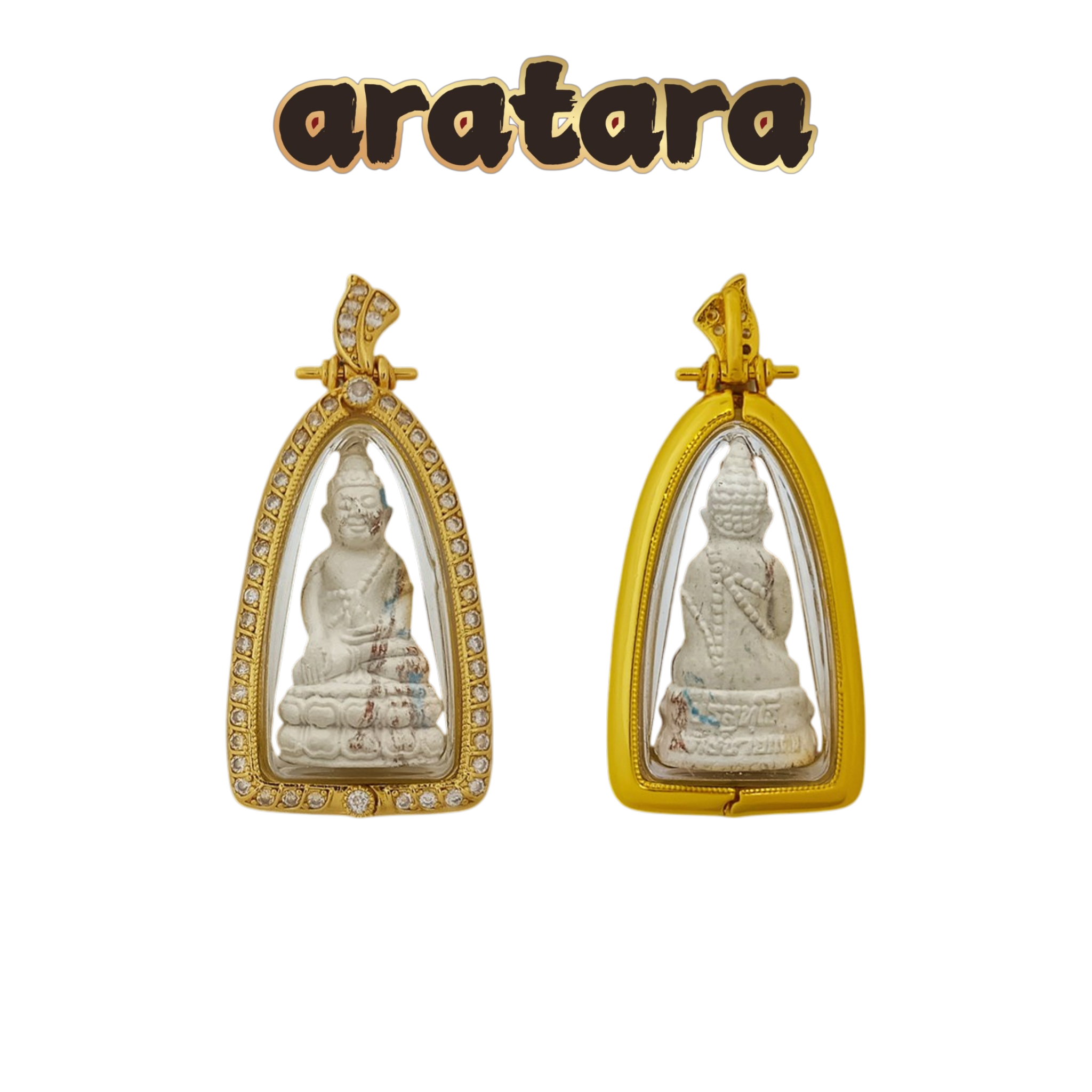 BE 2535 Luang Phor Koon Wat Banrai Queen Edition Medicine Buddha Amulet (Vintage Collectible, Gold-Plated with Zircon Casing)