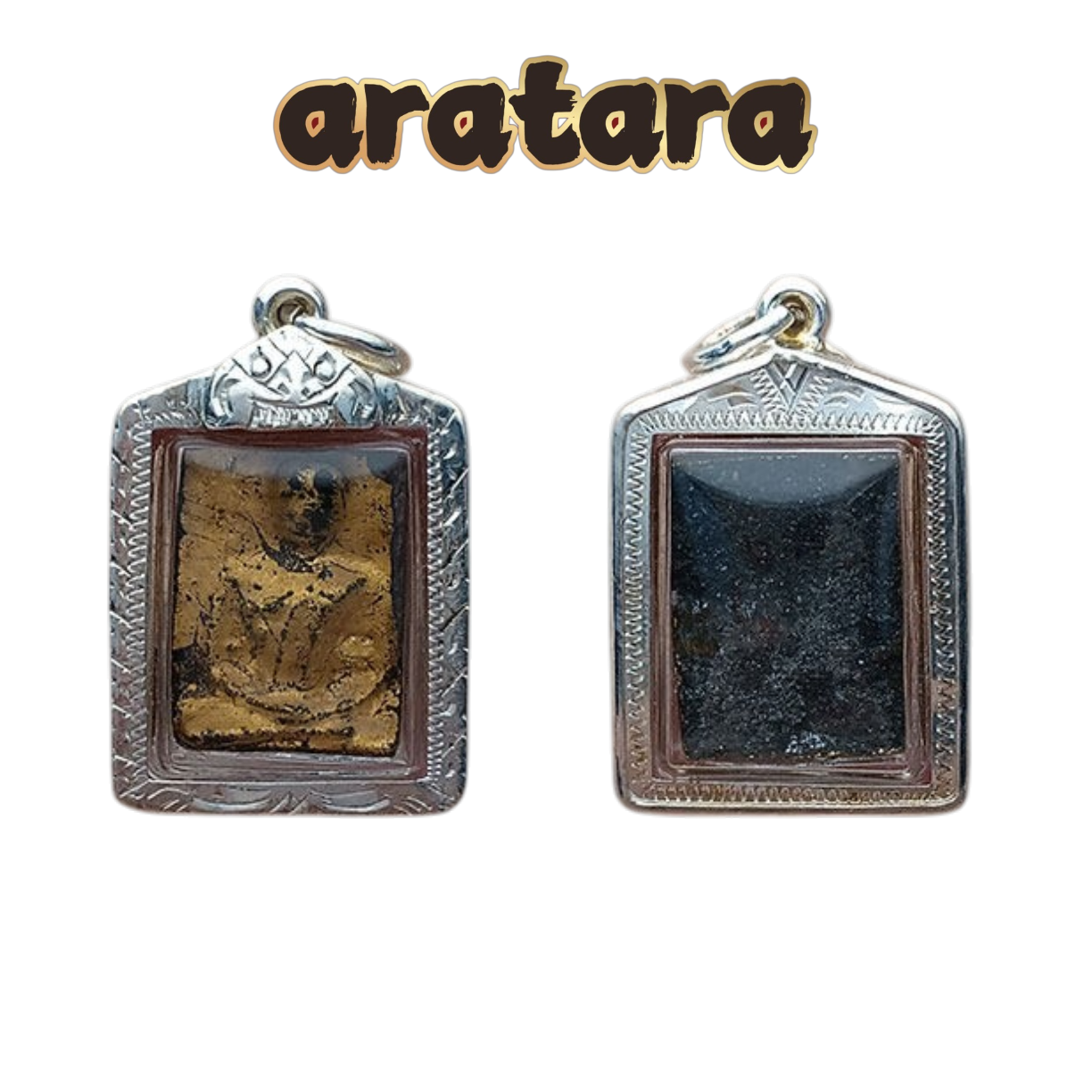 BE 2462 (1919) Somdej Toh (Ajarn Toh) Wat Rakhang Golden Ancient Buddha Amulet (Gold-Plated Sacred Powder, Carved Silver Casing)