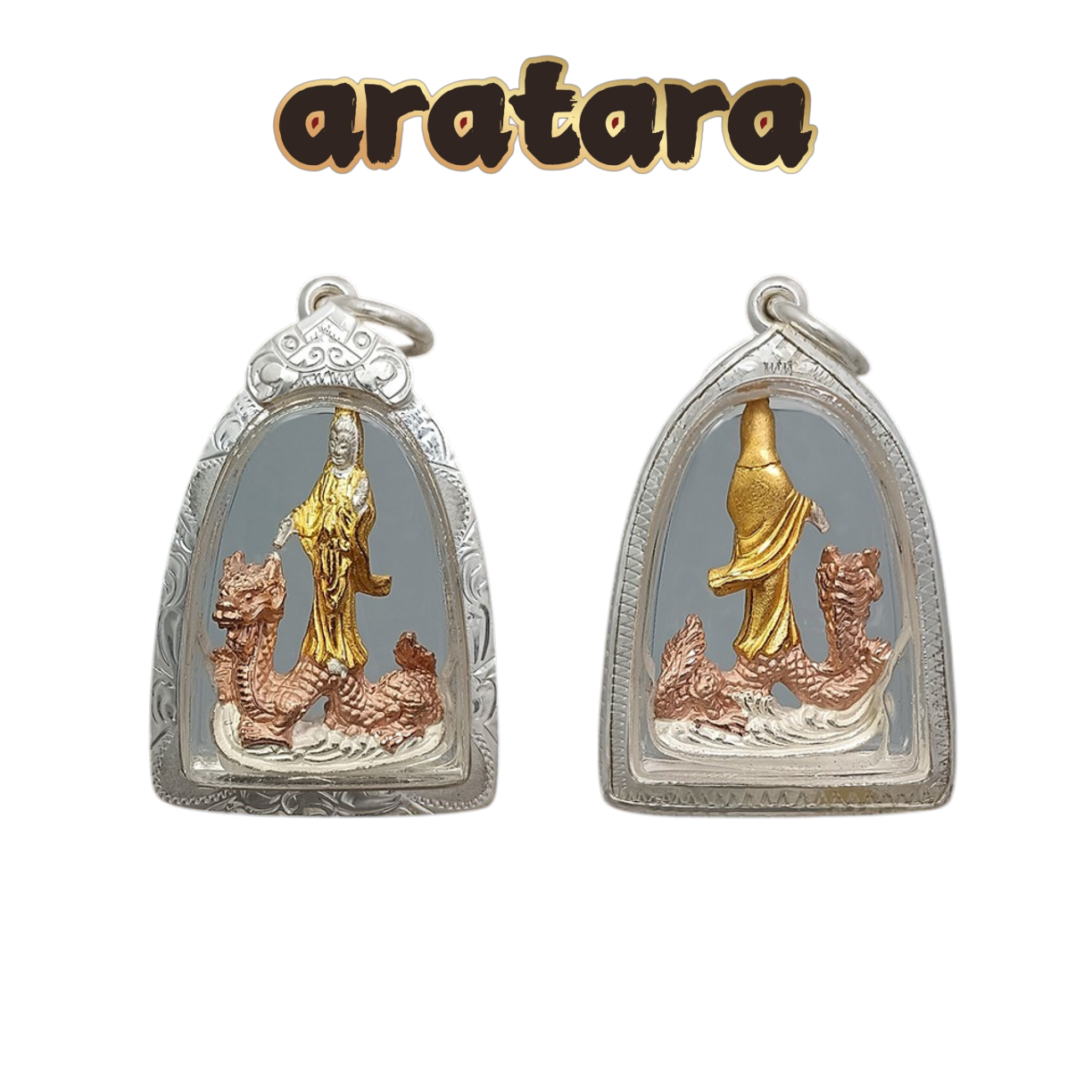 BE 2556 Luang Pu Ki Wat Sri Lan Yong Standing Guanyin on Naga Amulet