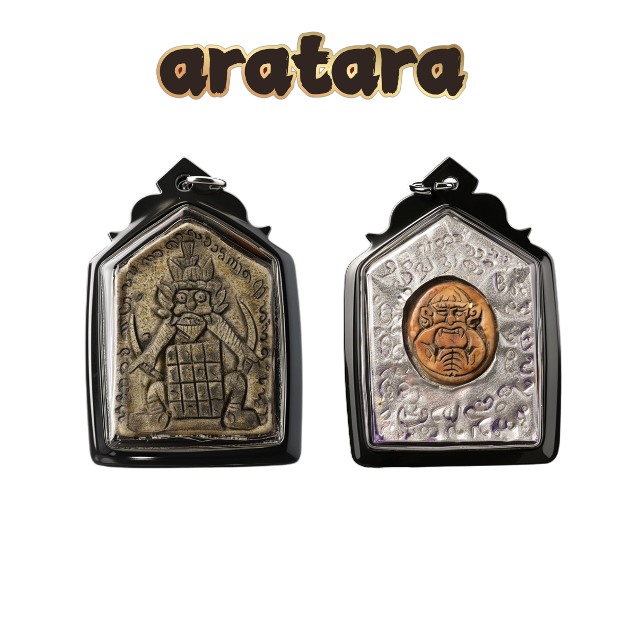 BE 2558 LP Jued Wat Phra Setthi Wanaram Bone Art Silver Rune Rahu Amulet (Large Mold, Cow Bone & Silver Sheet)