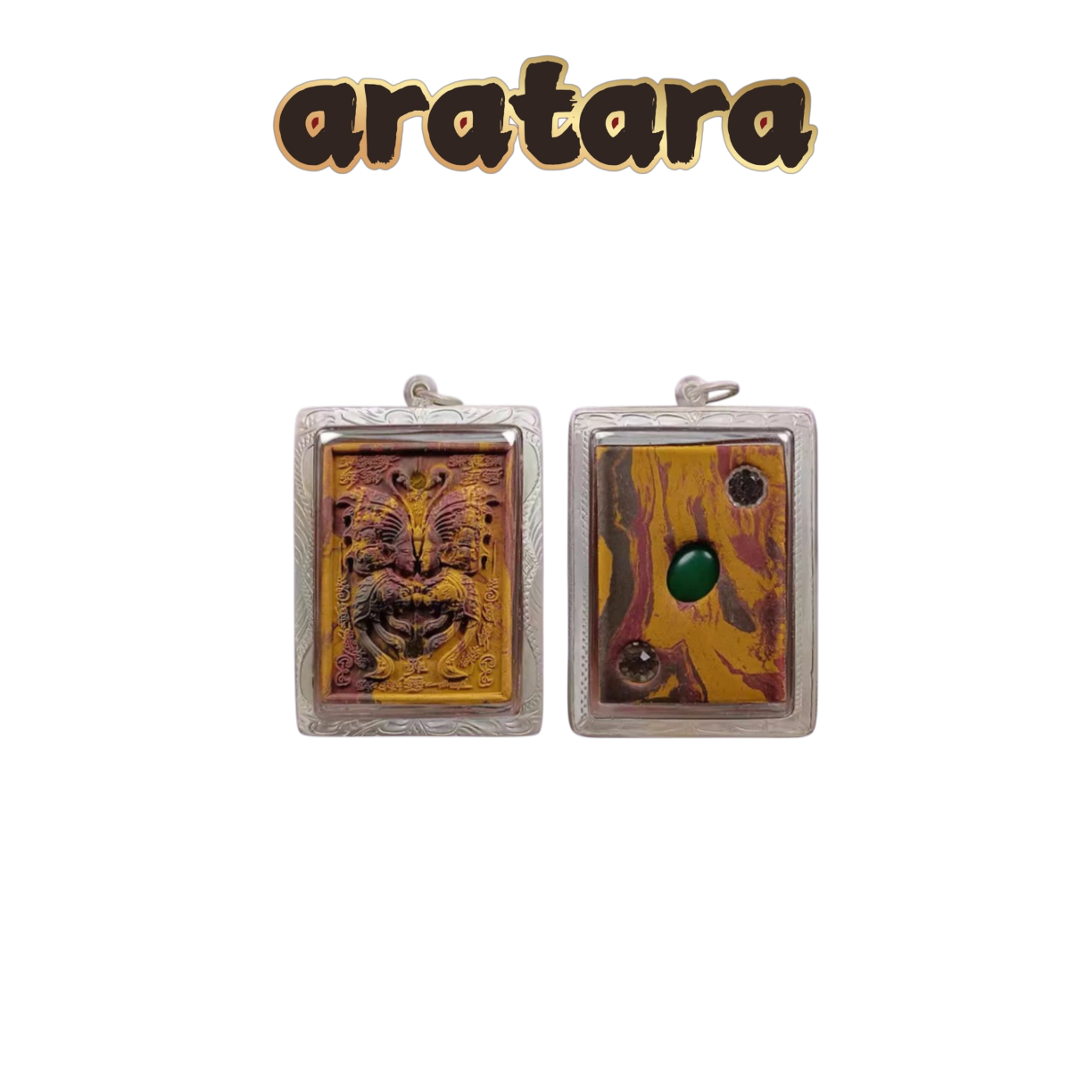 BE 2550 Kruba Krissana Wat Krok Uthong Lucky Butterfly Amulet (Sacred Powder With Inlaid Gemstones, Carved Silver Casing)