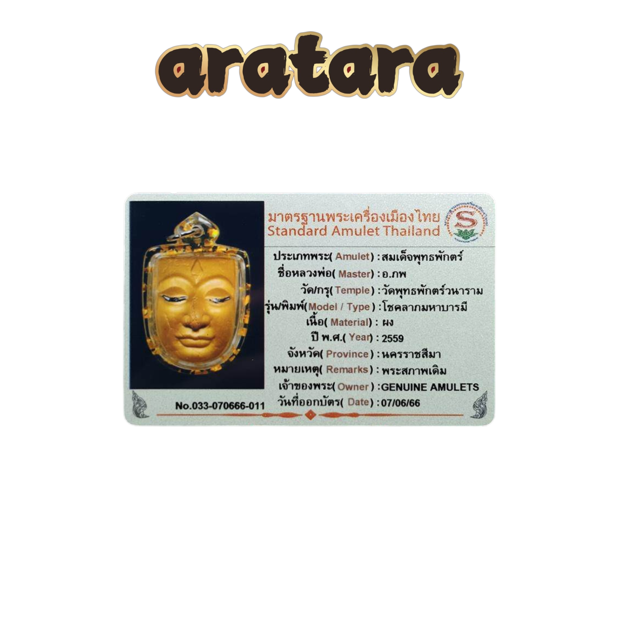 BE 2559 Luang Pho Korp Wat Phutthapak Wanaram Buddha Face Amulet