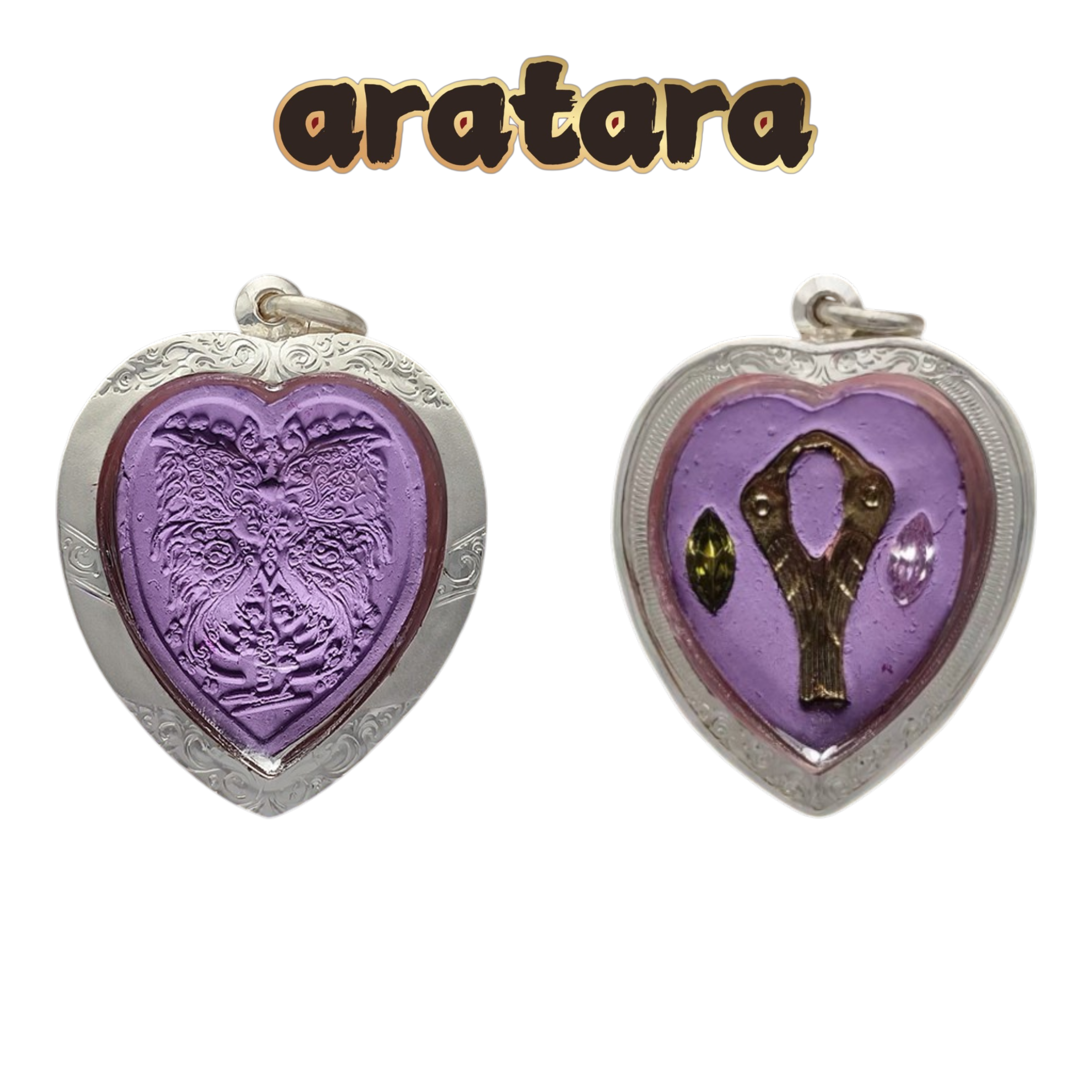 BE 2562 Kruba Krissana Wat Khao U Thong Heart-Shaped Purple/Pink Butterfly Amulet