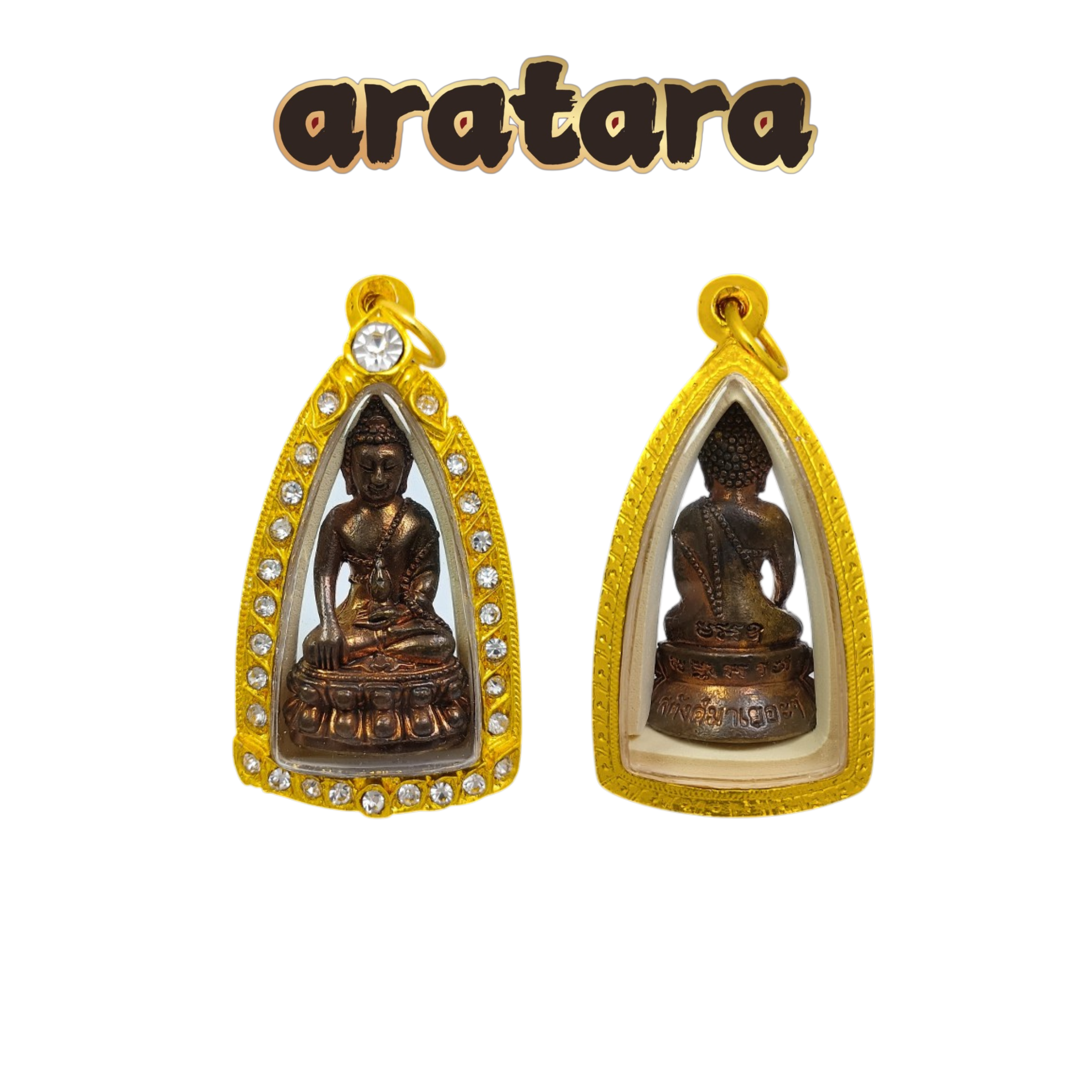 BE 2550-2557 Grand Ceremony Wat Nak Klang Worawhan Arhat Medicine Buddha (Phra Kring) Amulet (Diamond-Set Gold-Plated Casing)
