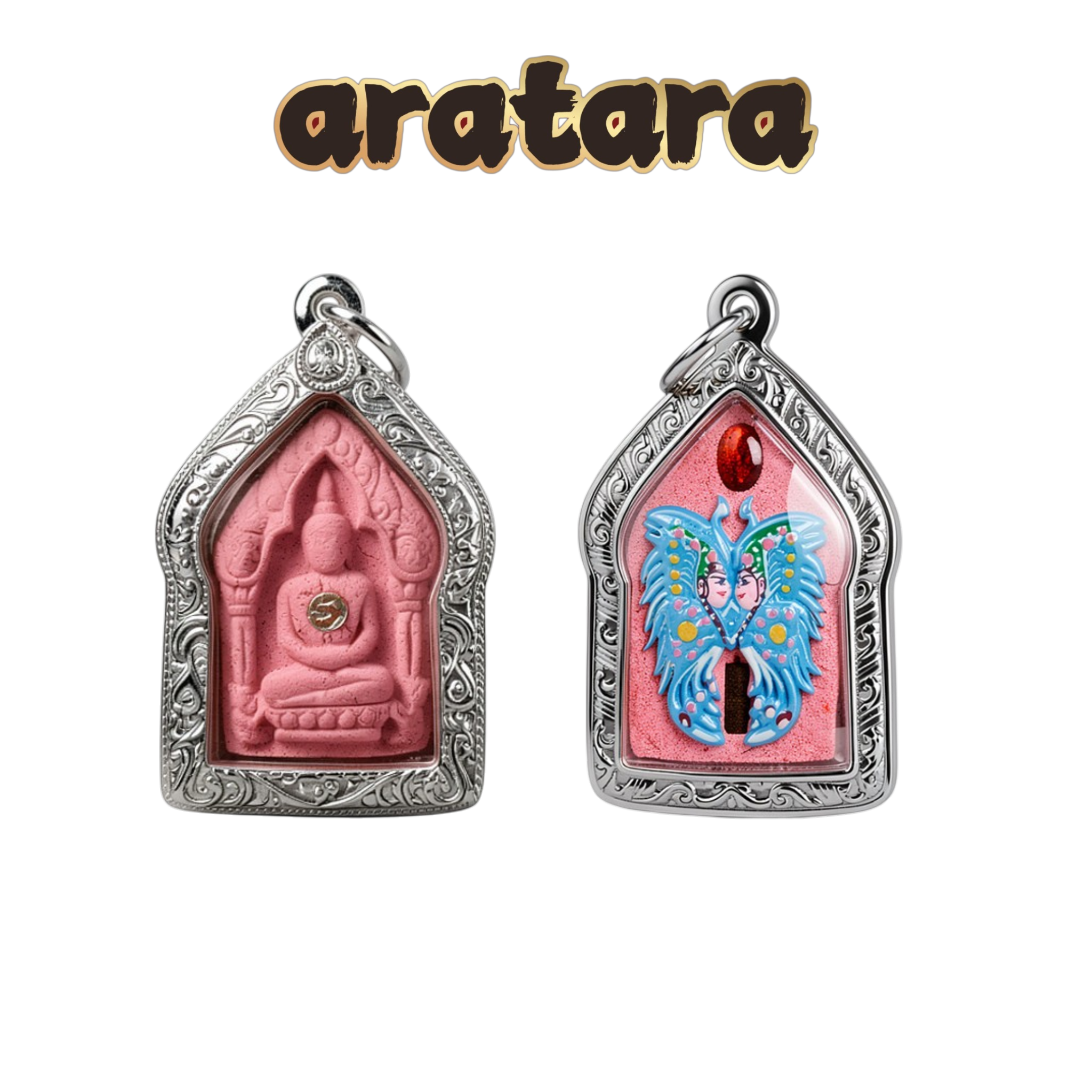BE 2558 Kruba Krissana Wat Khao Or Pink Color Butterfly Khun Paen Amulet