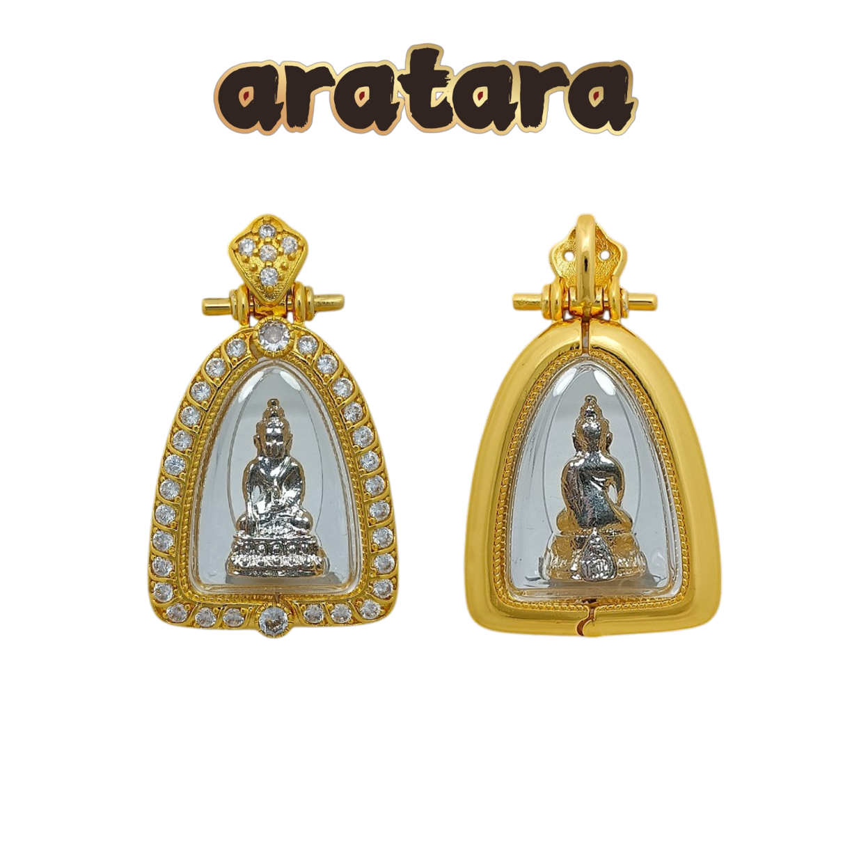 BE 2536 Luang Pho Kasem TriLak Cemetery Tibetan-Style Medicine Buddha Amulet (Gold Diamond-Encrusted Casing)