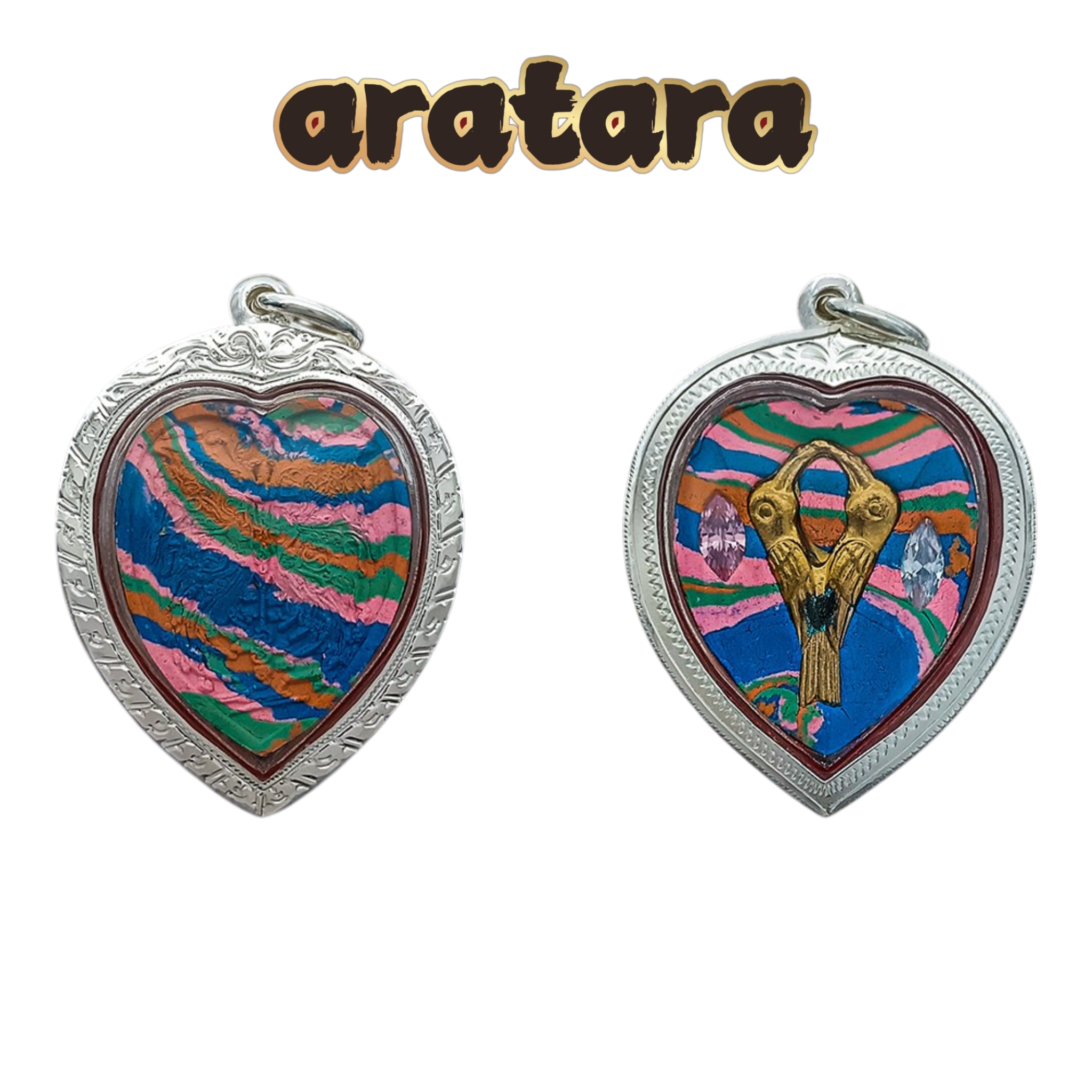 BE 2562 Kruba Krissana Wat Khao U Thong Heart-Shaped Colorful Butterfly Amulet
